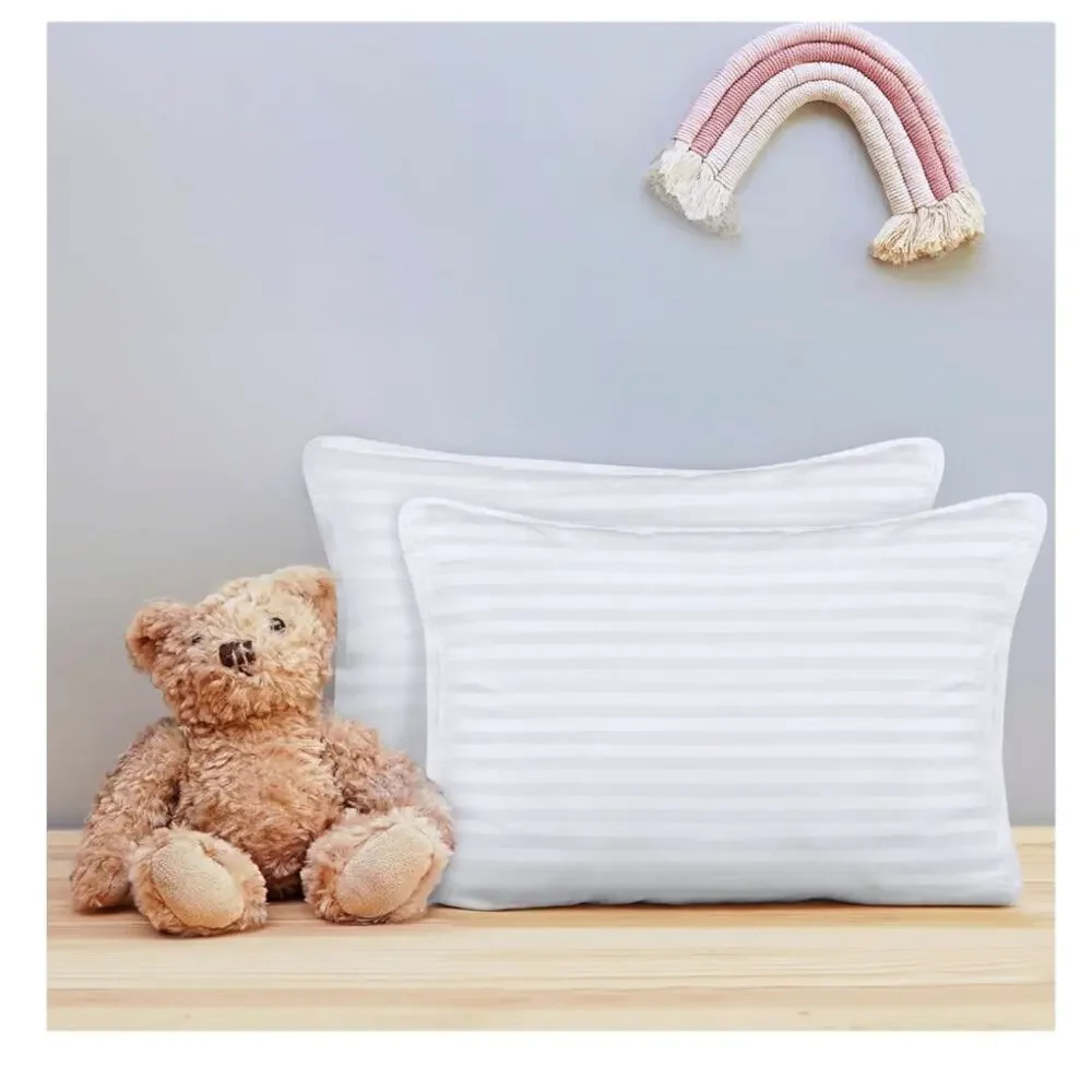 Toddler Pillow Set 2 Kids Pillows Sleep Travel Cot School 13x18 Cotton White New